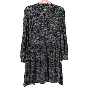 Whistles Dress Womens Size 6 Black Cream Polka Dot Mini Puff Sleeve Retro Preppy